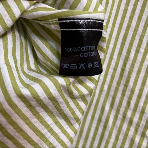 Jared Lang Green Striped Blouse Size Large - Picture 9 of 11